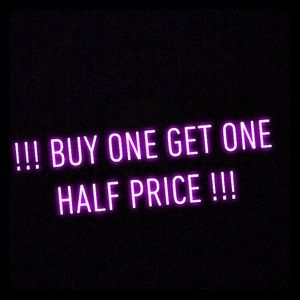 BUY ONE GET ONE HALF PRICE SALE!